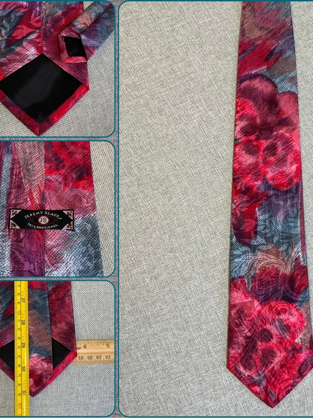Jeremy Slade Extra Long Abstract Floral Statement Tie